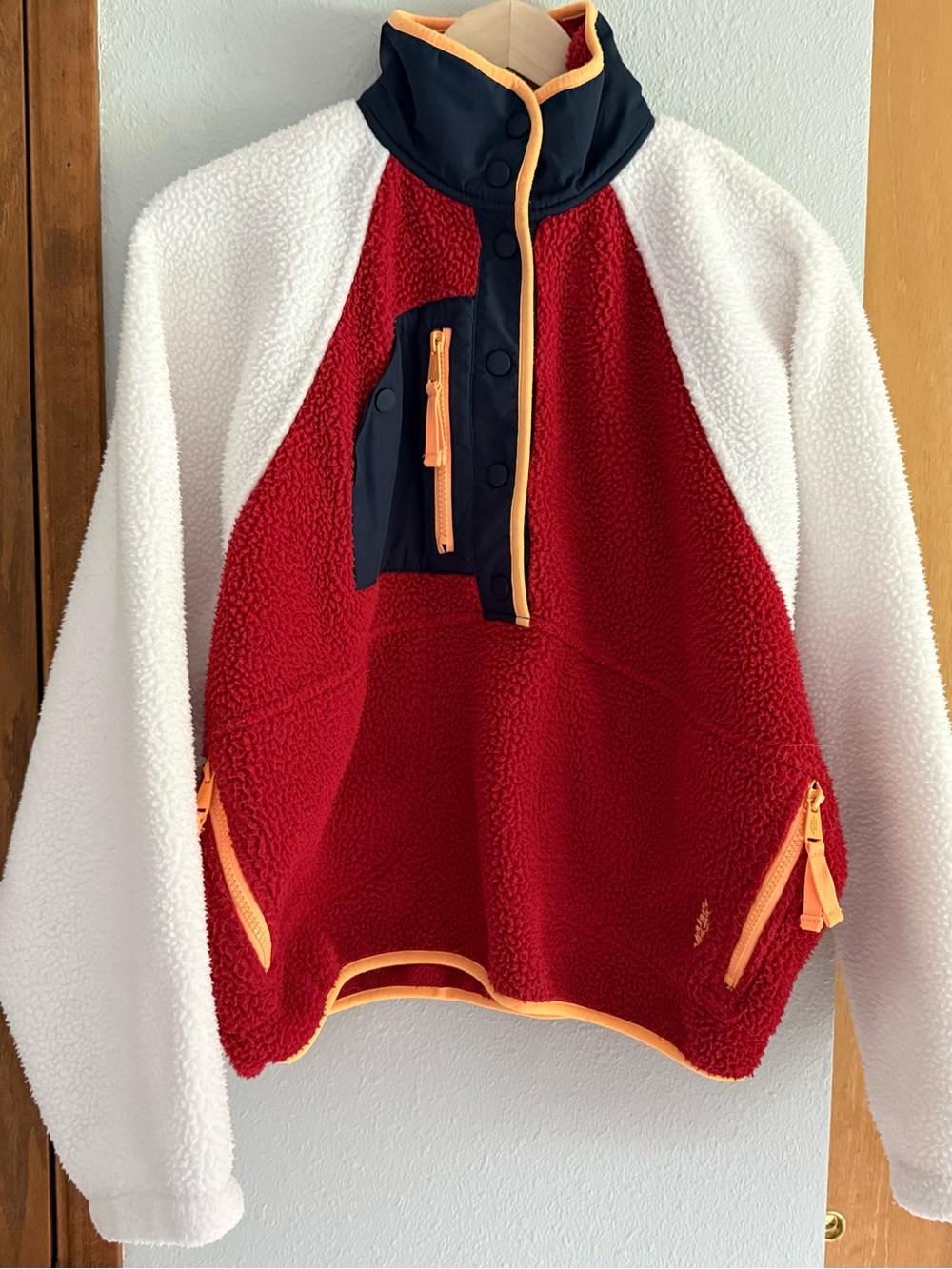 Free People Movement Hit The Slopes Colorblock Fleece Pullover S Red Sport Color - Picture 5 of 9